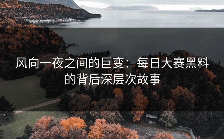 风向一夜之间的巨变：每日大赛黑料的背后深层次故事