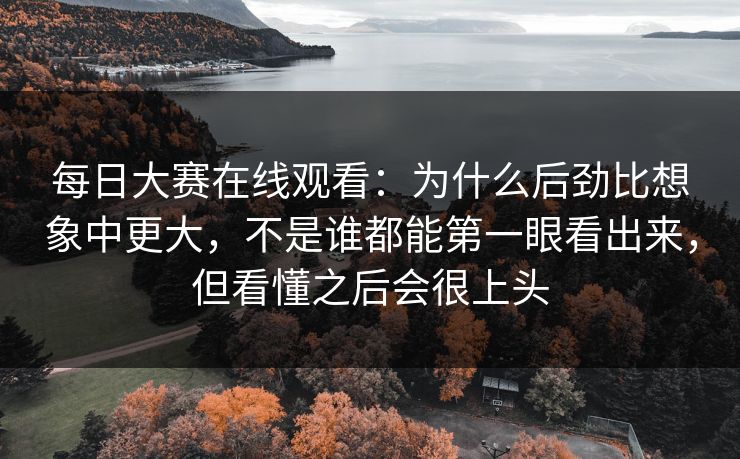每日大赛在线观看：为什么后劲比想象中更大，不是谁都能第一眼看出来，但看懂之后会很上头