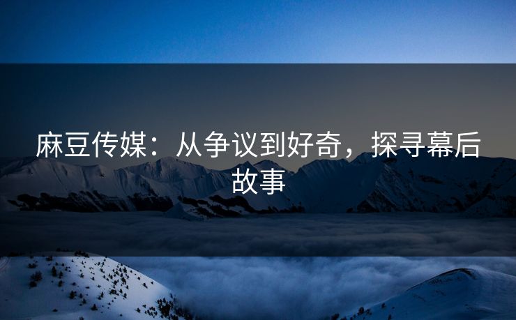 麻豆传媒：从争议到好奇，探寻幕后故事